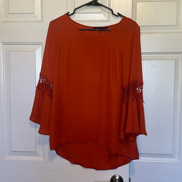 Zac & Rachel Tops - Zac & Rachel Orange Small Lightweight Orange Blouse Office Bell Sleeves